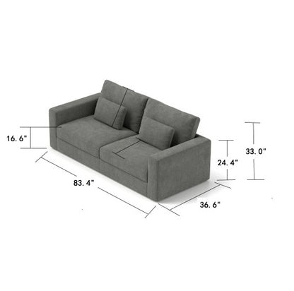 Pewter 3-Seater Upholstered Sofa | Viva