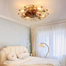 Low-Profile Industrial Cage Ceiling Fan with Light & Remote Control | Modern & Space-Saving Design