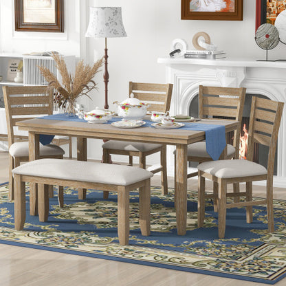 Natural-Finish 6-Piece Dining Set | Viva