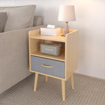 small bedroom nightstand with soft-sided storage