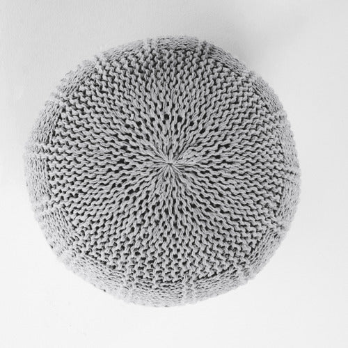 Viva Atelier Boreal Hand-Knitted Cotton Round Pouf
