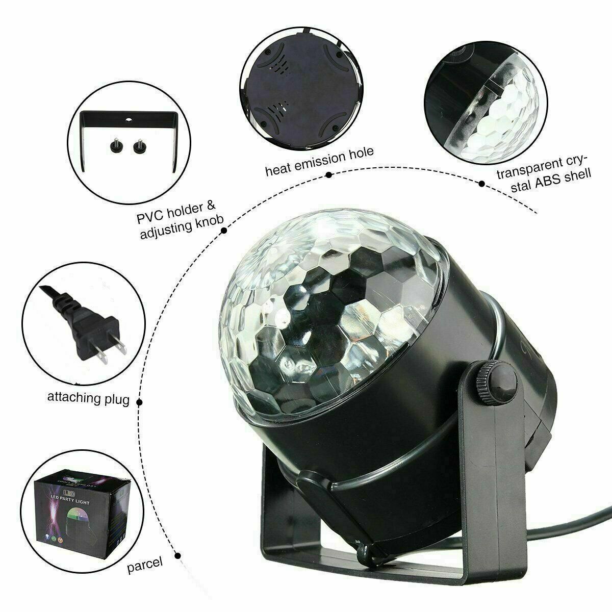 Viva Elite Spectrum Sound-Activated LED Disco Ball - Party Atmosphere