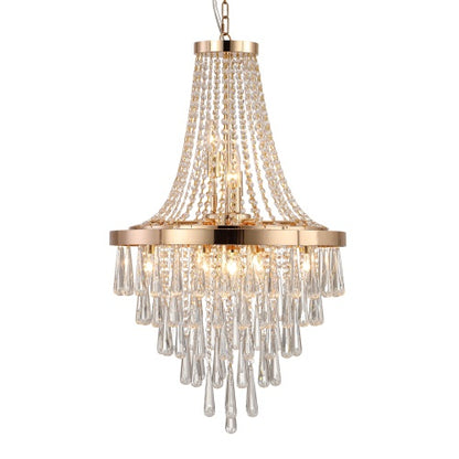 Golden Crystal Chandelier - Luxurious 5-Tier Modern Lighting for Elegant Interiors