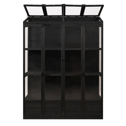 78-in Wooden Greenhouse with 4 Skylights & Folding Shelves | Viva