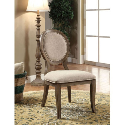 Timeless Elegance: Set of 2 Antique White & Gray Upholstered Dining Chairs