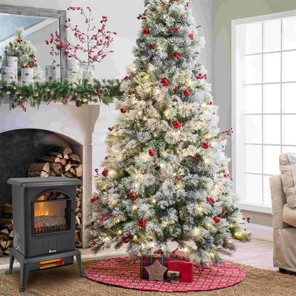 HT1108 1500W Vertical Fireplace | Modern Electric Heater with Realistic Firewood Effect