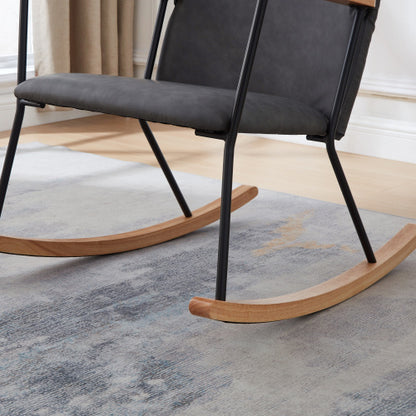 Dark Gray Upholstered Rocking Chair | Viva Cozy Retreat