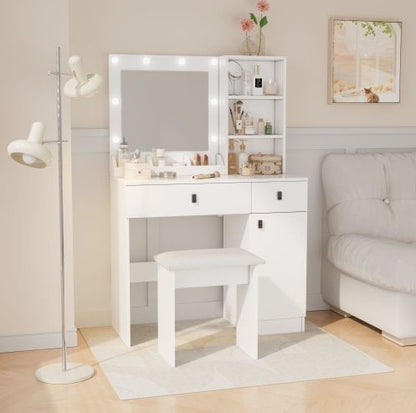 Viva Elite Three-Level Storage Vanity Desk - The Future of Organized Beauty