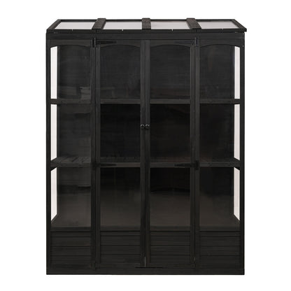 78-in Wooden Greenhouse with 4 Skylights & Folding Shelves | Viva