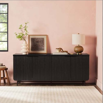 Black 55-Inch Fluted-Door Sideboard | Viva