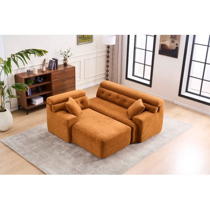 Viva Atelier Lyric White Chenille Compression Sofa with Chaise