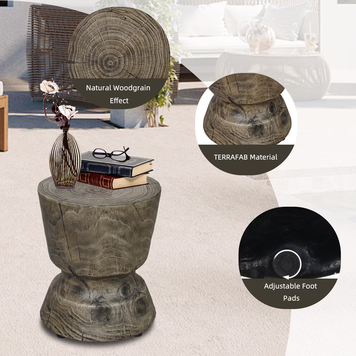 Viva Luxe™ Faux Woodgrain Accent Table – Refined Simplicity for Modern Living