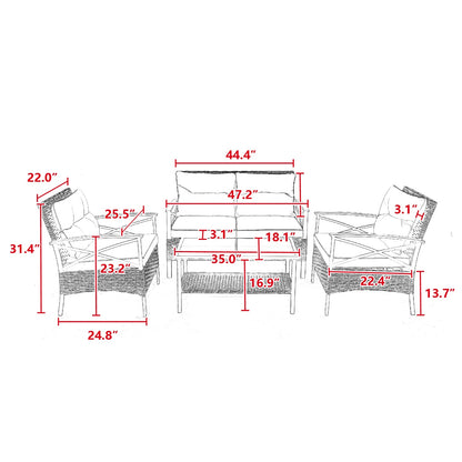 🏡 Viva Solstice™ 4-Piece Patio Sectional Low Dining Sofa Set – Redefining Outdoor Sophistication