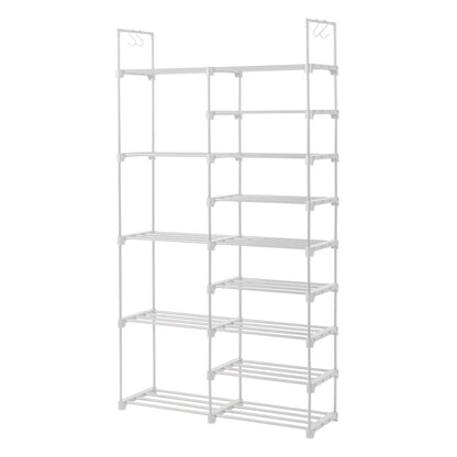 Celestia 9-Tier Double-Row Shoe Rack, White | Viva