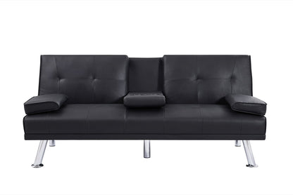 Viva Elite Noir 66″ Black PU Sleeper Sofa - The Future of Sophisticated Comfort
