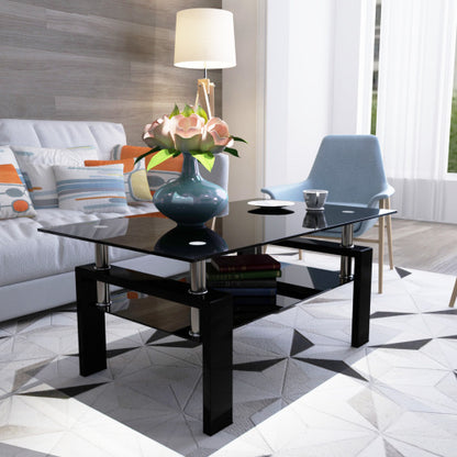 Viva Elite Rectangular Black Glass Coffee Table – The Future of Dramatic Elegance