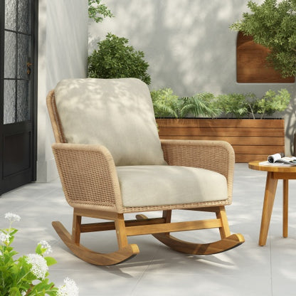 Viva Solace Ivory Wicker Rocking Chair