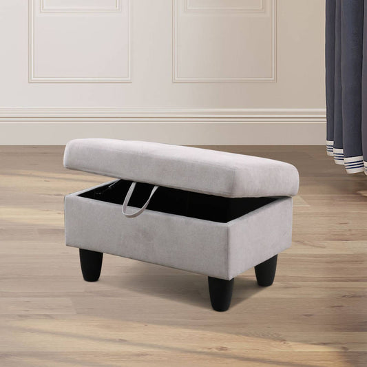 Viva Vanity Élan Grey White Flannel Sofa Set with Ottoman