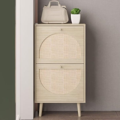 Viva Essentials – 2-Flip Rattan Shoe Cabinet with High Legs