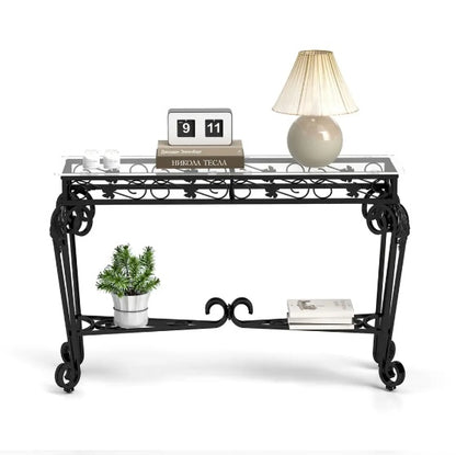 Modern Tempered Glass Metal Frame Table – Elegant & Durable Design