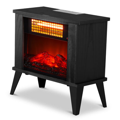 ZOKOP HT1287B 15'' Freestanding Electric Fireplace - Elegant Black Wood Finish, 1000W Quartz Tube Heater with Dual Temperature Control