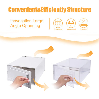 Pack Of 18PCS Moisture-Proof And Dust-Proof Simplicity White Plastic Transparent Thickened Shoe Storage Boxes
