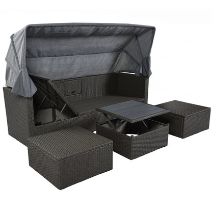 Gray U-Style Outdoor Daybed Set with Canopy | Viva