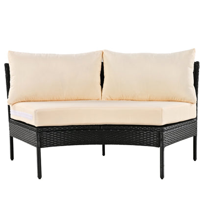 U STYLE Patio Furniture Set, 3 Piece Curved Outdoor Conversation Set, All Weather Sectional Sofa Wit