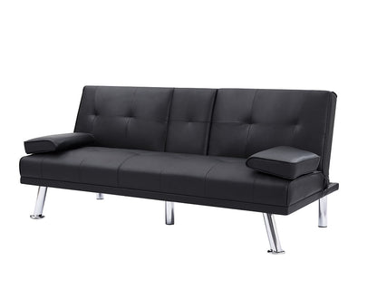 Viva Elite Noir 66″ Black PU Sleeper Sofa - The Future of Sophisticated Comfort