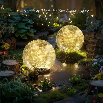 Viva Elite Premium Solar Crackle Glass Ball Light - Artisan Garden Sphere