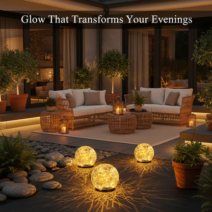 Viva Elite Premium Solar Crackle Glass Ball Light - Artisan Garden Sphere
