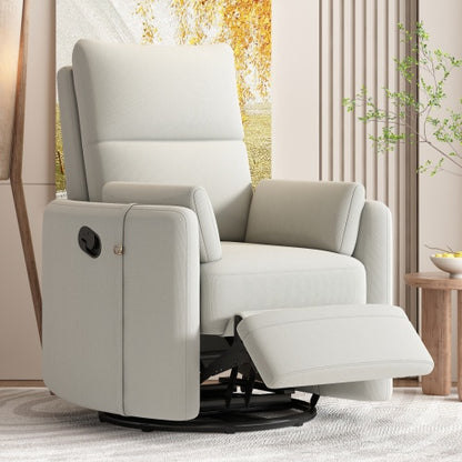 Manual Swivel Rocker Recliner – Beige or Dark Gray | Viva
