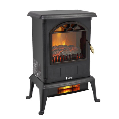 HT1108 1500W Vertical Fireplace | Modern Electric Heater with Realistic Firewood Effect