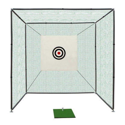 10x10x10ft Golf Practice Net Cage w/ Metal Frame & Hitting Net Kit – Indoor & Outdoor