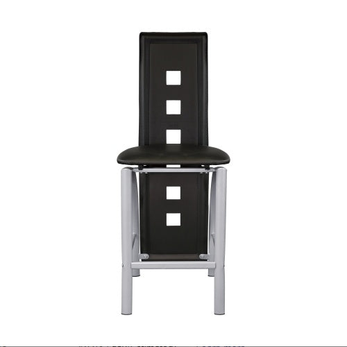 Set Of 2pc Modern Style Counter Height Chairs Metal Base And Leather Upholstered Back