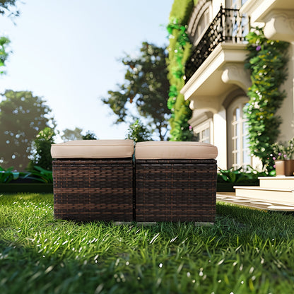 Viva Outdoor Essentials – Multipurpose Wicker Ottomans Set