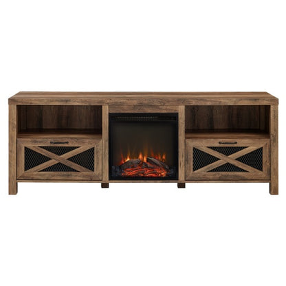 Viva Atelier Rustic Oak Industrial Farmhouse TV & Fireplace Stand