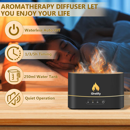 Flame Aroma Diffuser | Stylish Essential Oil Diffuser for Home & Office | Relaxing Aromatherapy & LED Flame Effect