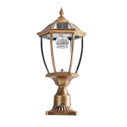 Vintage Gold Solar Pillar Light with Dimming | Viva Garden