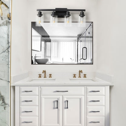 4-Light Farmhouse Bathroom Vanity Wall Sconce - Rustic Industrial Dresser Light Fixture