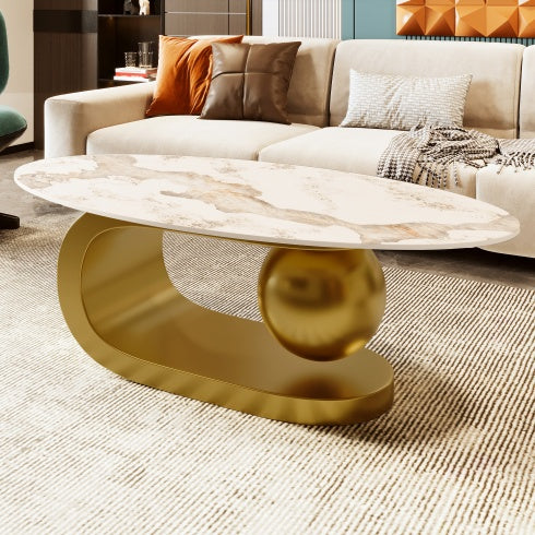 Viva Luxe Living Collection: Modern Oval Coffee Table