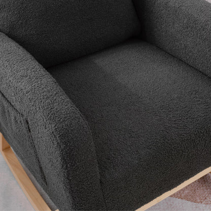 Viva Atelier Serenade Beige Velvet Rocking Chair with Organizer