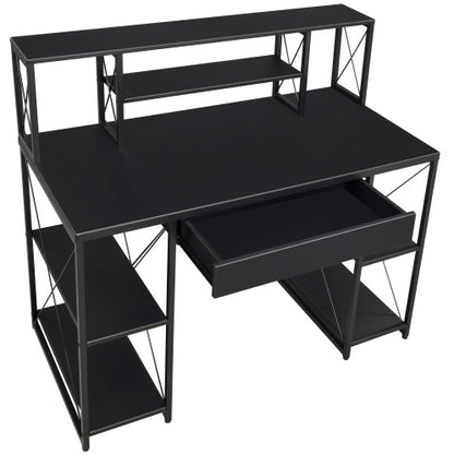 Office Desk with Shelving & Hutch – 3 Finishes | Viva Noir Éclat