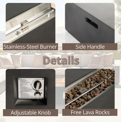 Viva Outdoor Collection: 50,000 BTU Rectangular Gas Fire Pit