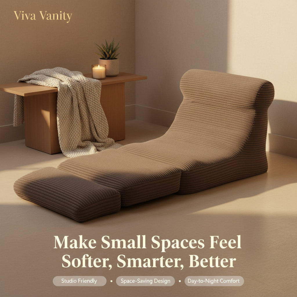 Viva Elite Folding Sofa Bed – 3-in-1 Convertible Sleeper Chair with Back Support, Corduroy Floor Couch