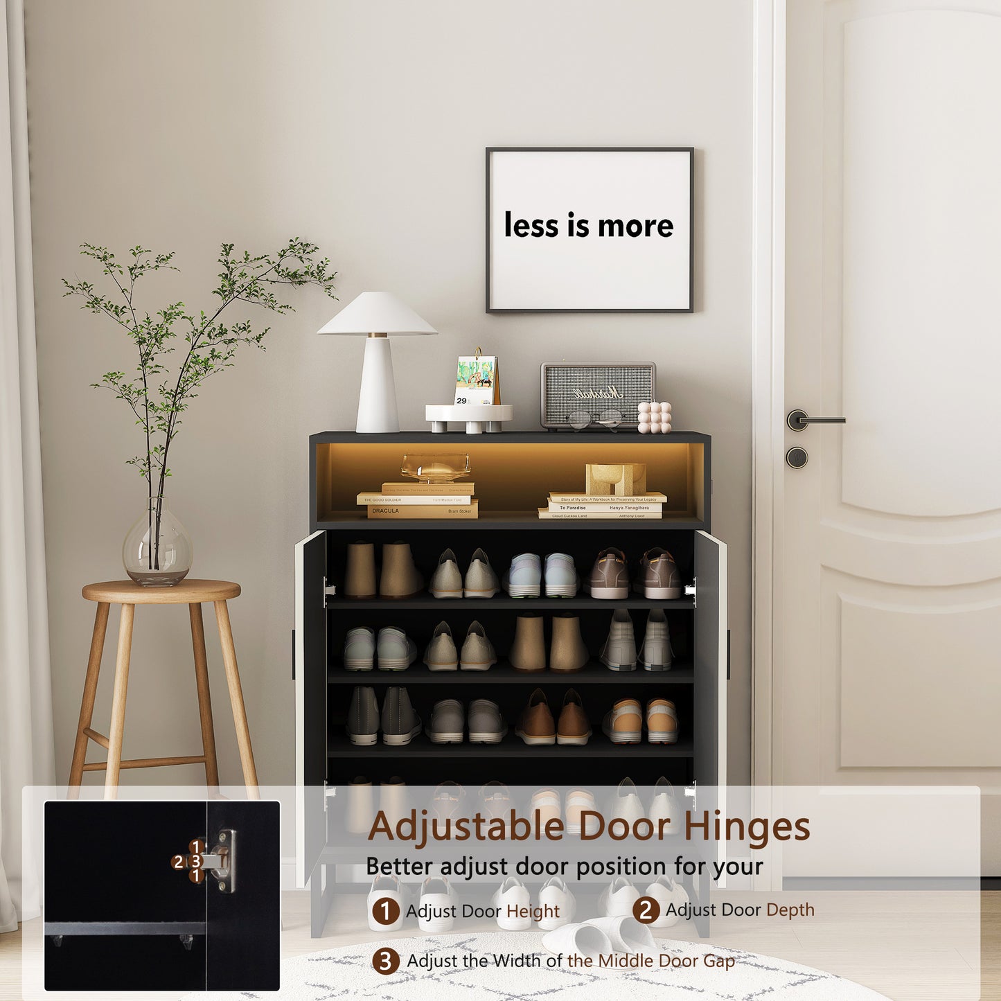 Viva Essentials Collection: 5-Tier Shoe Storage Cabinet with Doors