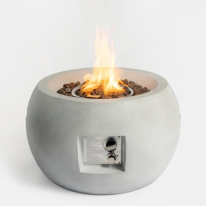 Outdoor Propane Fire Pit Table - 24-Inch Round Graphite Base with Waterproof Cover & Free Lava Rocks