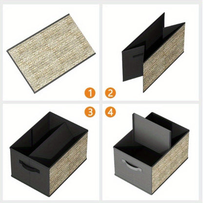 Viva Vanity Essentials – 4PCS Green Rattan Fabric Storage Bins with Lids