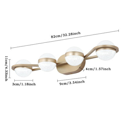 Viva Elite Modern Gold Bathroom Vanity Light - 4-Light LED Wall Fixture with Acrylic Shades