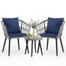 Terrace Furniture Set, Equipped With Cushions, Steel-framed Tables And Chairs, Suitable For Balconies, Apartments And Porches.